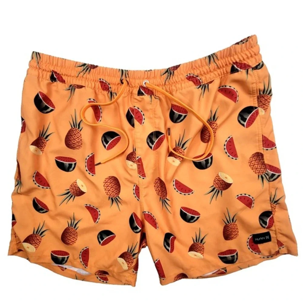 Hurley Swim Trunks Mens XL Orange‎ Pineapple Watermelon Fruit Board Shorts Surf